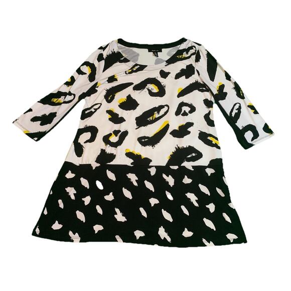 Style & Co Women's Black/White/Yellow Animal Print Long Sleeve Dress Size XL - Picture 1 of 9